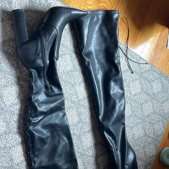 Faux Leather Knee High Boots - Picture 4 of 8